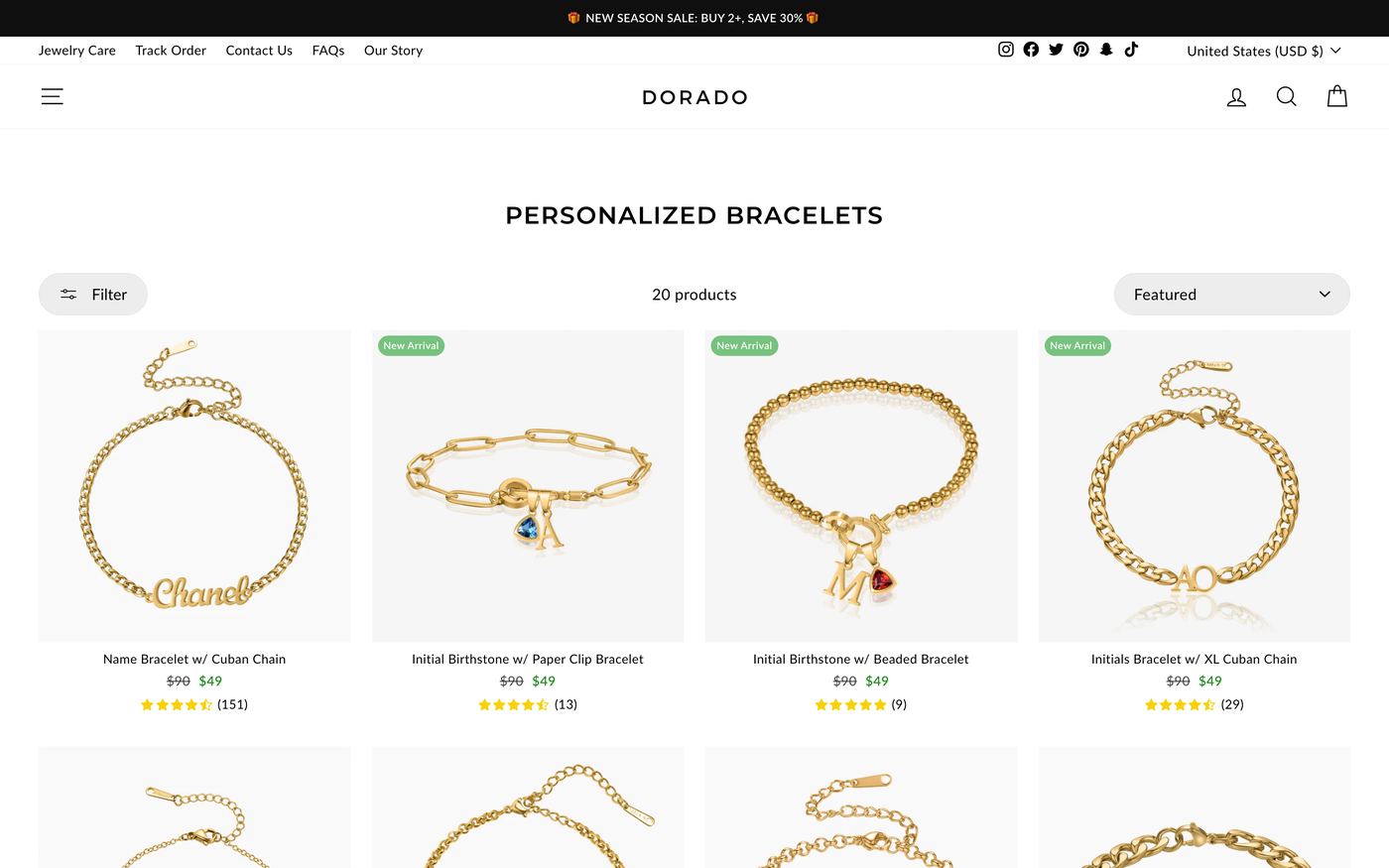 Dorado personalized gift bracelet collection