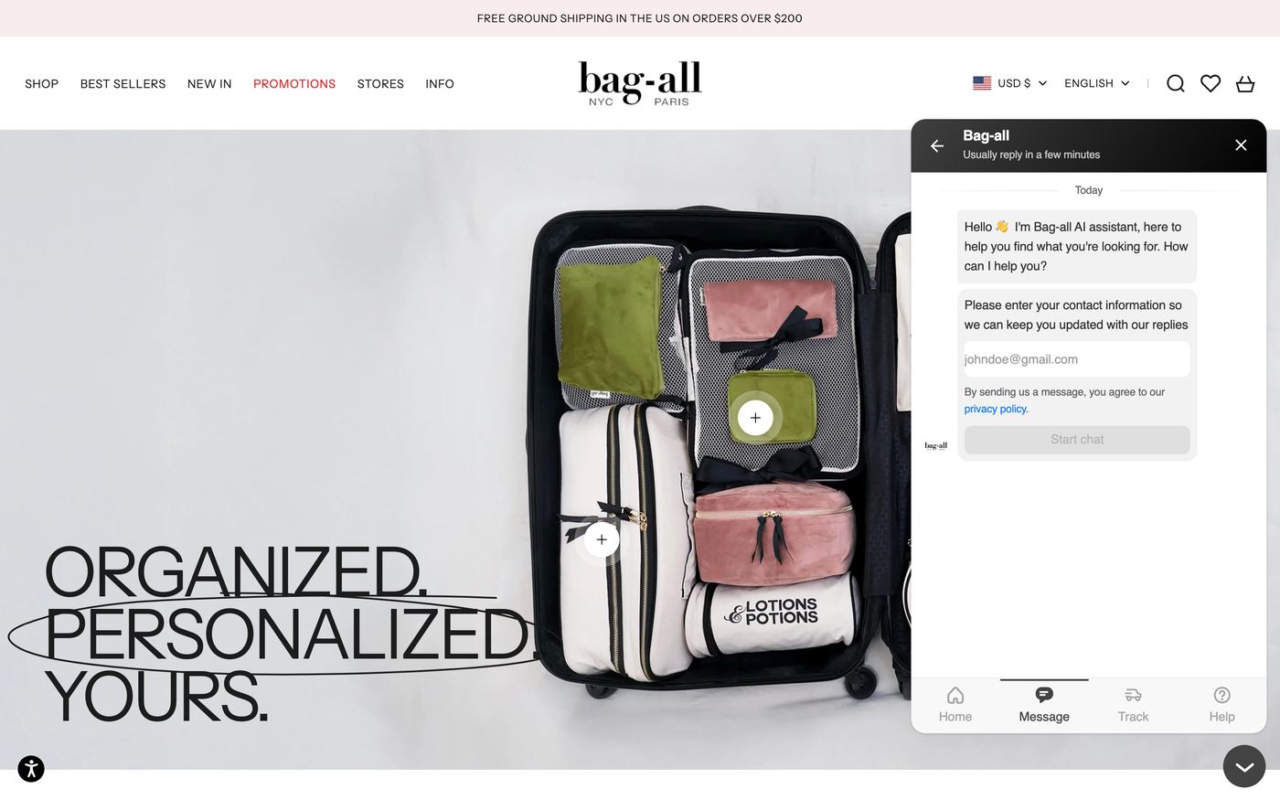 Cosmetic Bags bag-all-us.com homepage screenshot