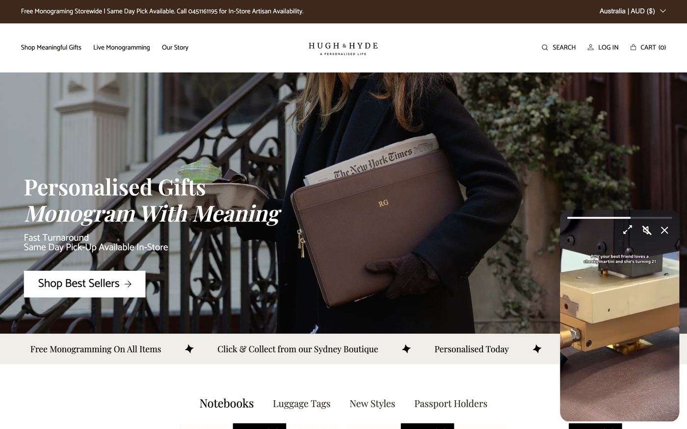 Cosmetic Bags hughandhyde.com homepage screenshot