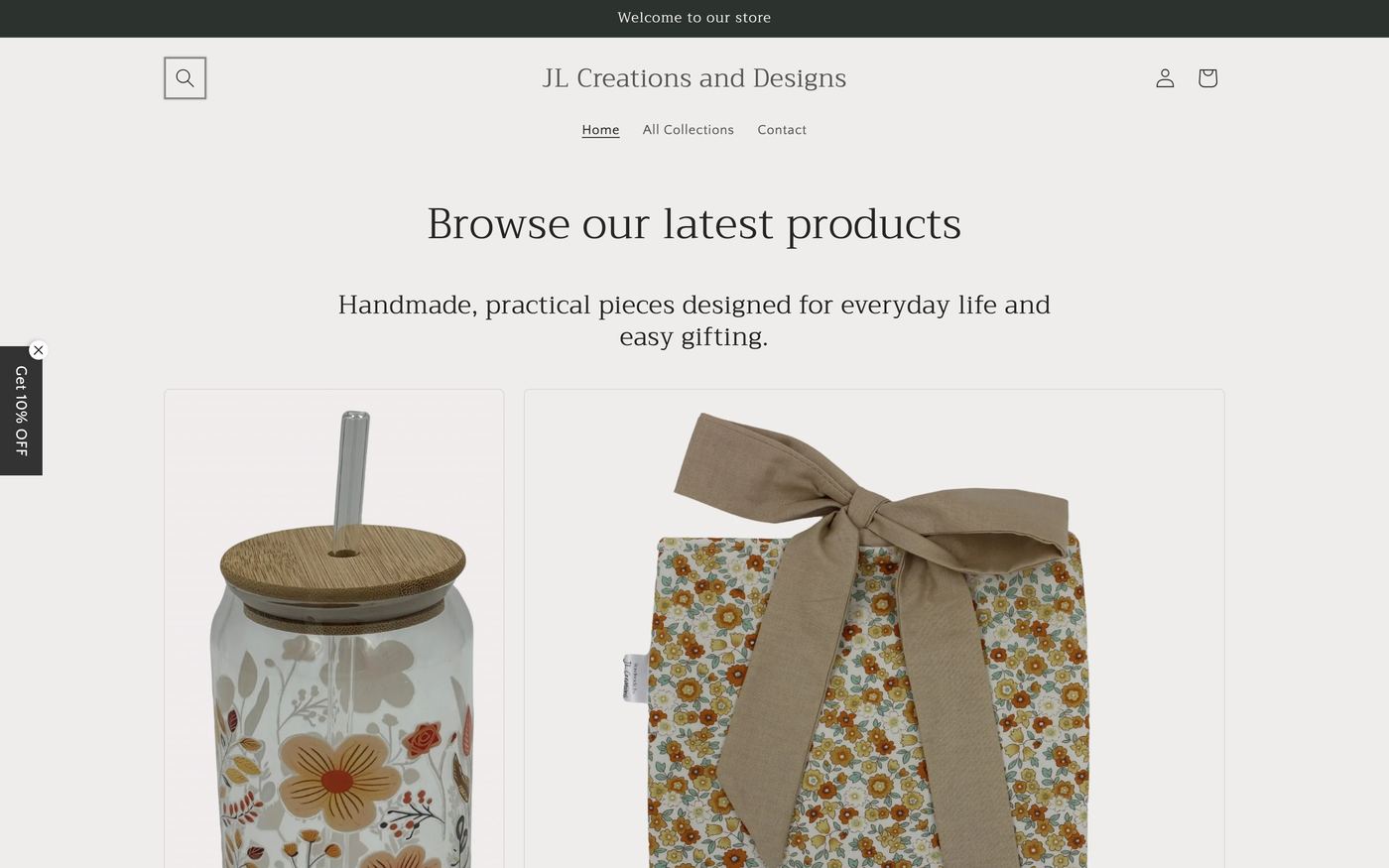 Cosmetic Bags jlcreationsanddesigns.com homepage screenshot