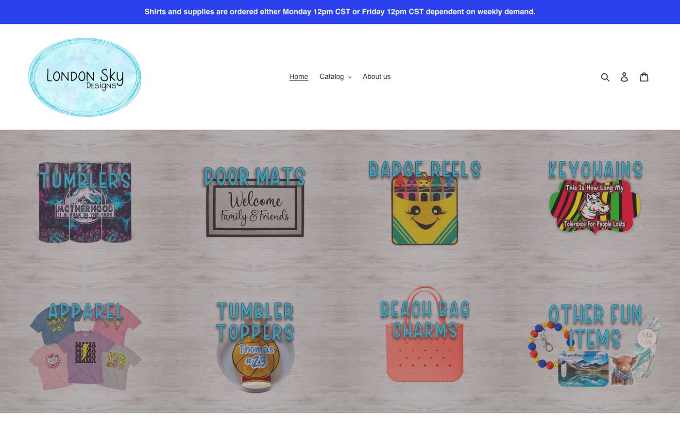 Doormats londonskydesigns.com homepage screenshot