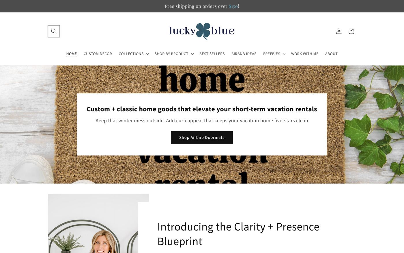 Doormats luckyblueshop.com homepage screenshot