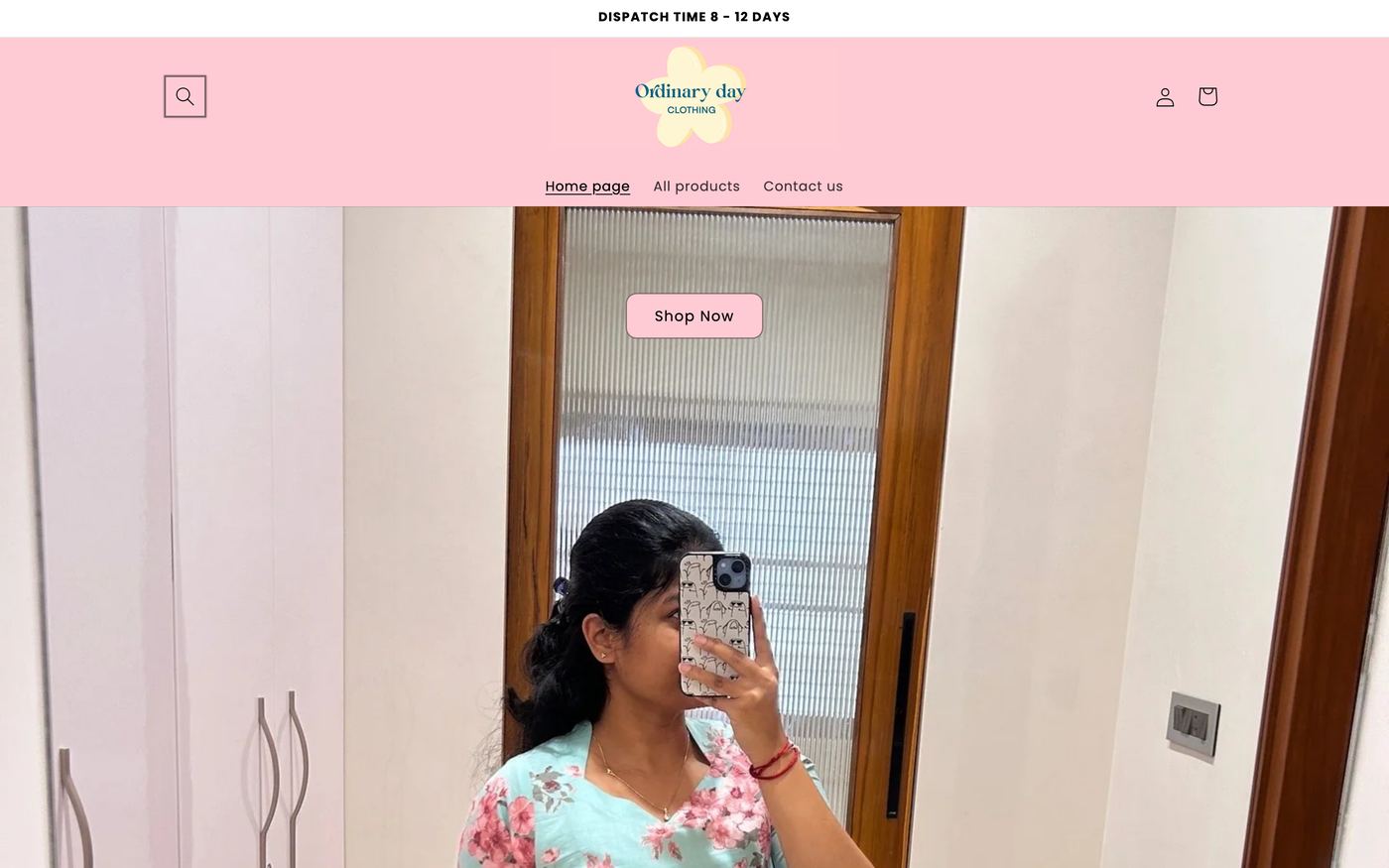 Dresses ordinarydaybyvibi.com homepage screenshot