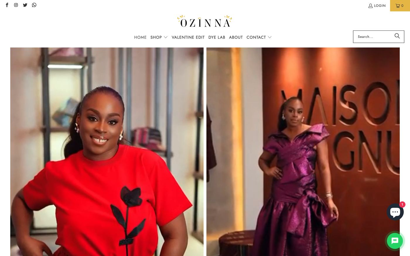 Dresses ozinna.com homepage screenshot