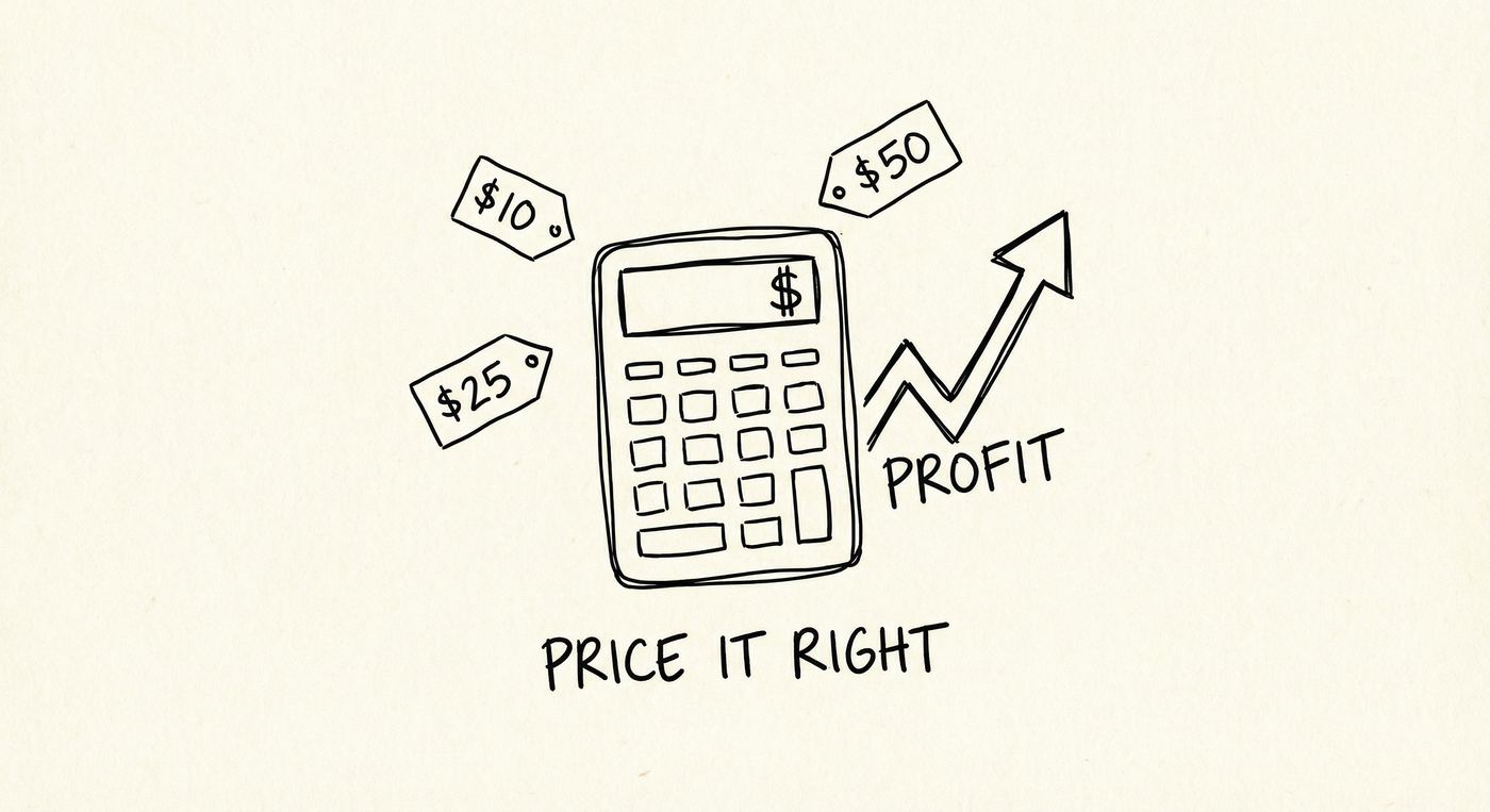Embroidery product pricing breakdown chart showing base cost, embroidery fee, and customization premium