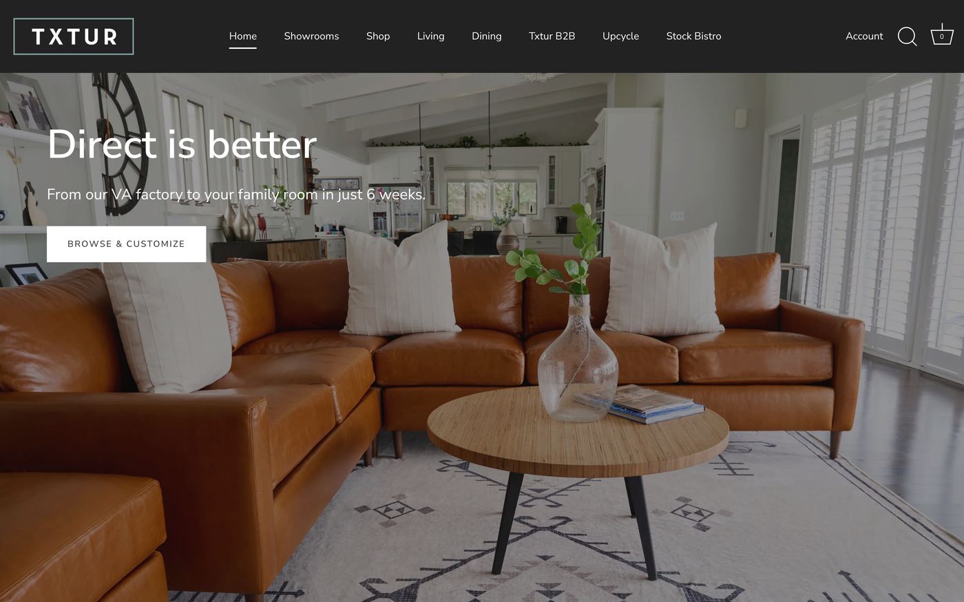 Furniture txtur.com homepage screenshot