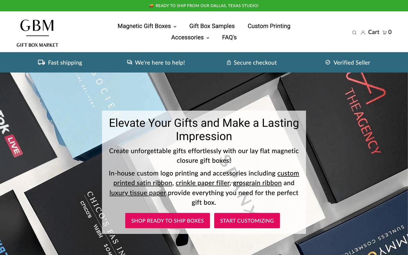 Gift Boxes giftboxmarket.com homepage screenshot