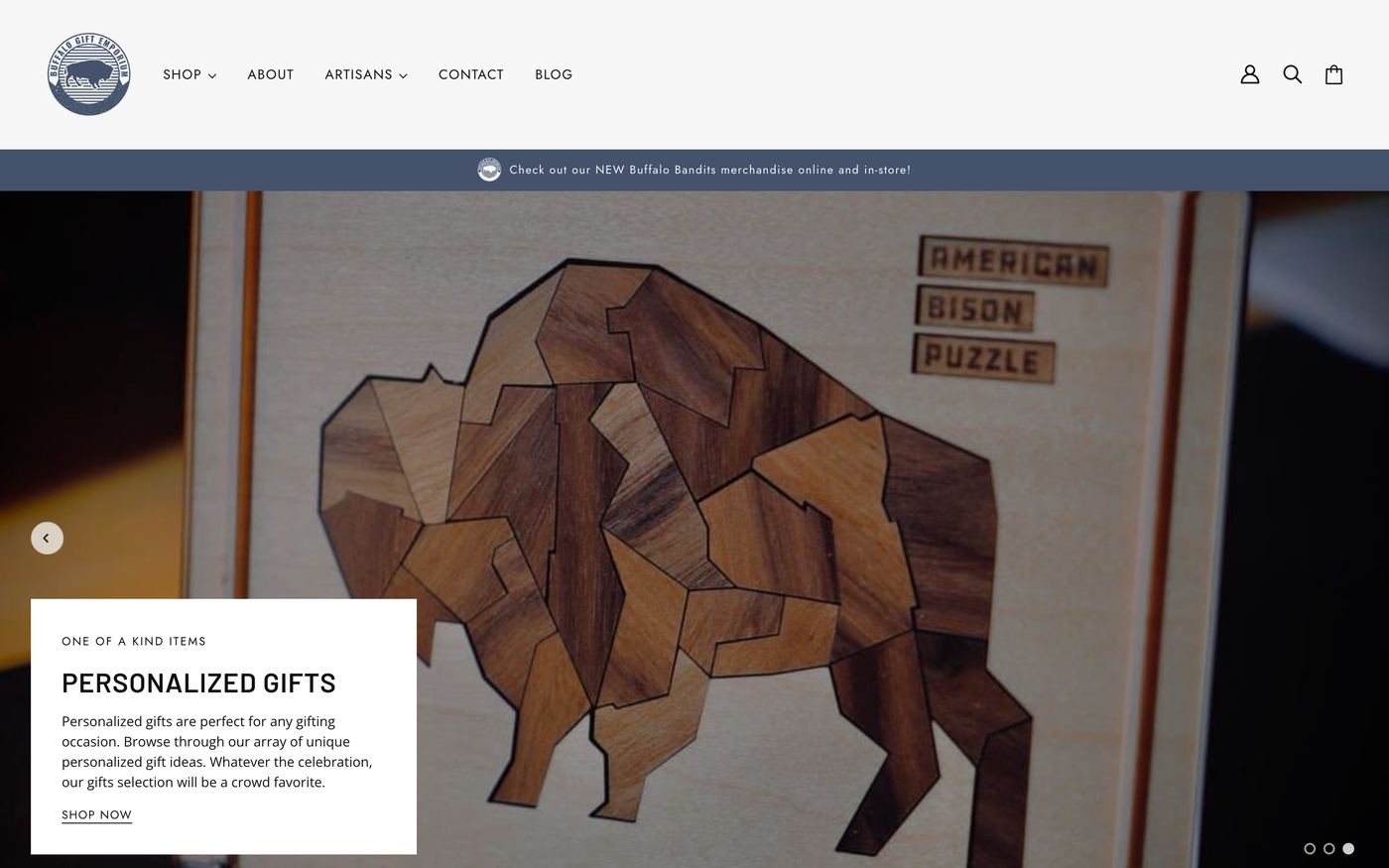 Hats buffalogiftemporium.com homepage screenshot
