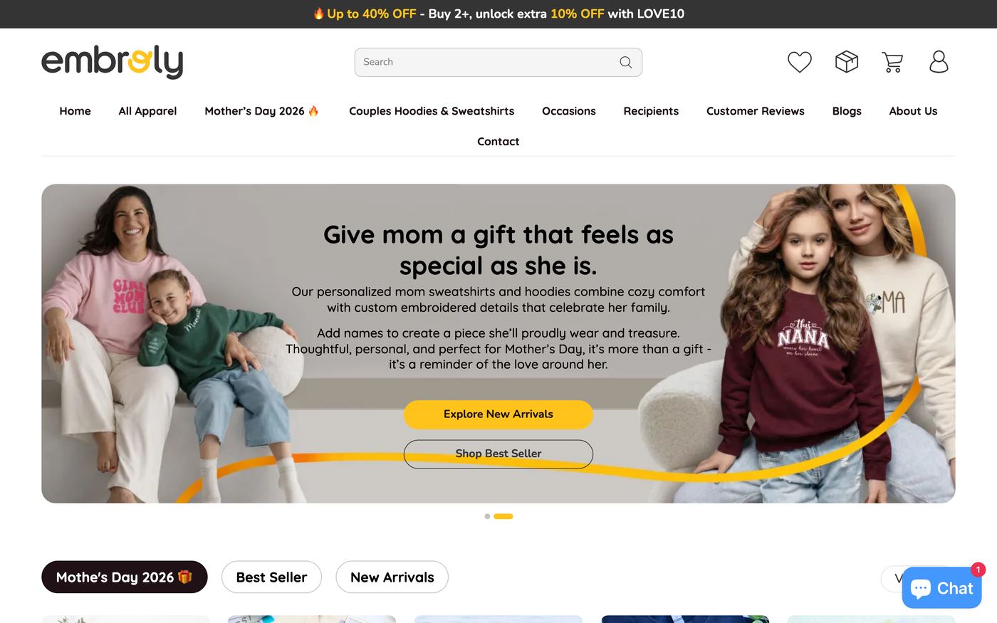 Hats embroly.com homepage screenshot