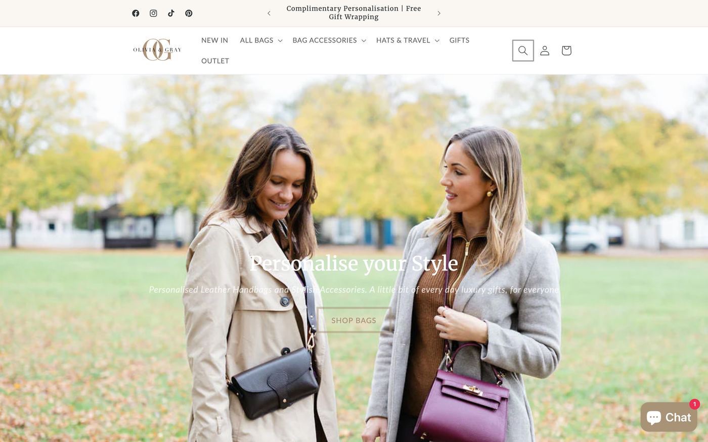 Hats oliviaandgray.co.uk homepage screenshot