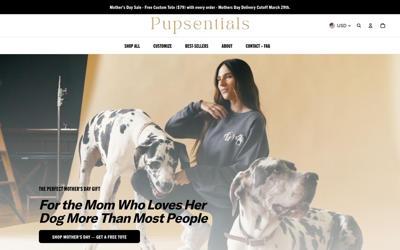 Hats pupsentials.com homepage screenshot