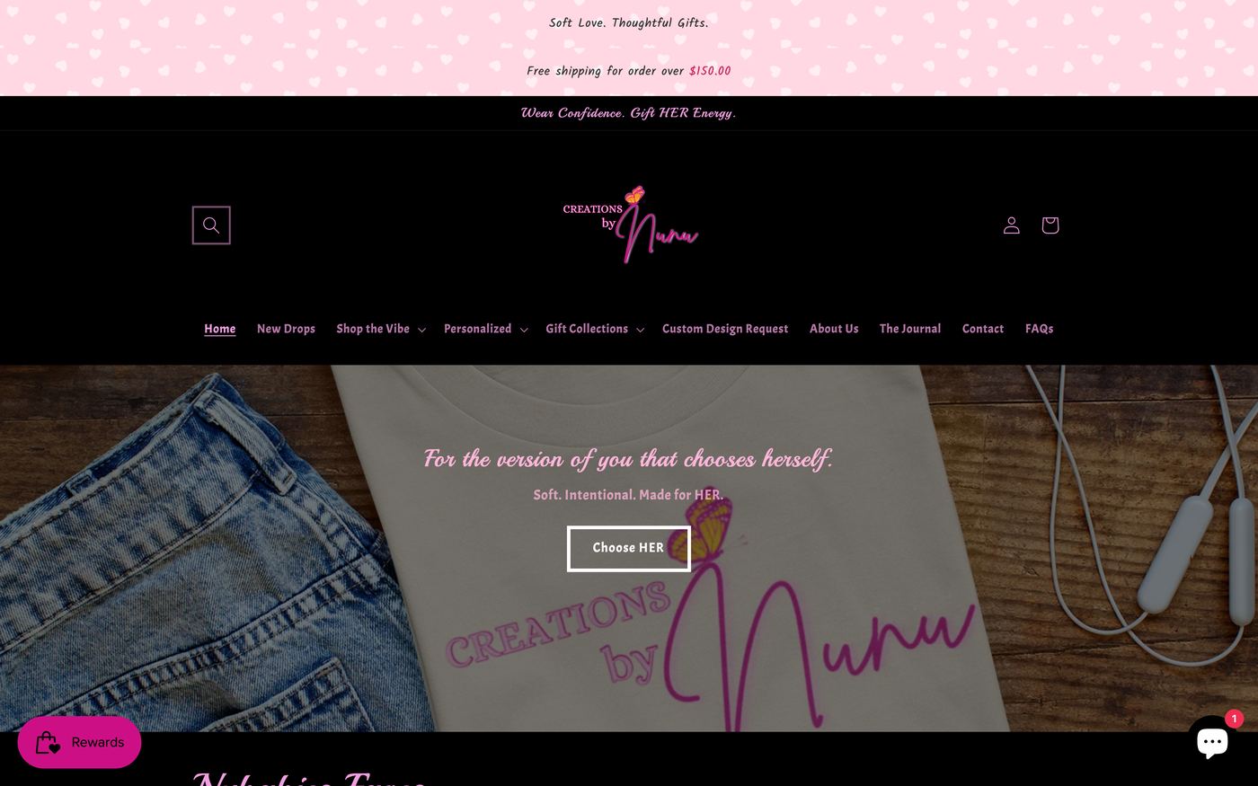 Jackets creationsbynunu.com homepage screenshot