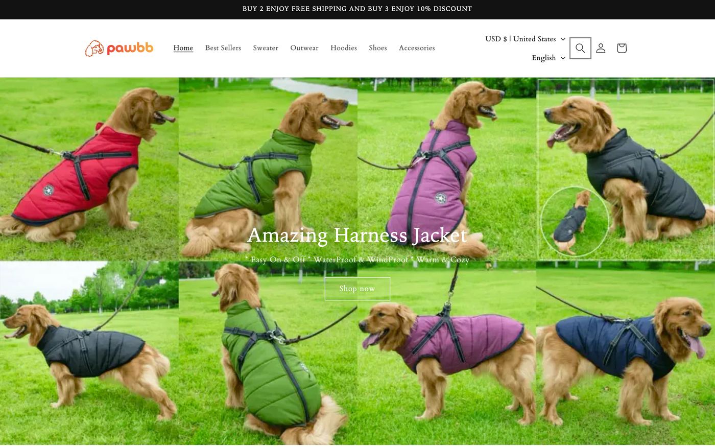 Jackets pawbb.com homepage screenshot