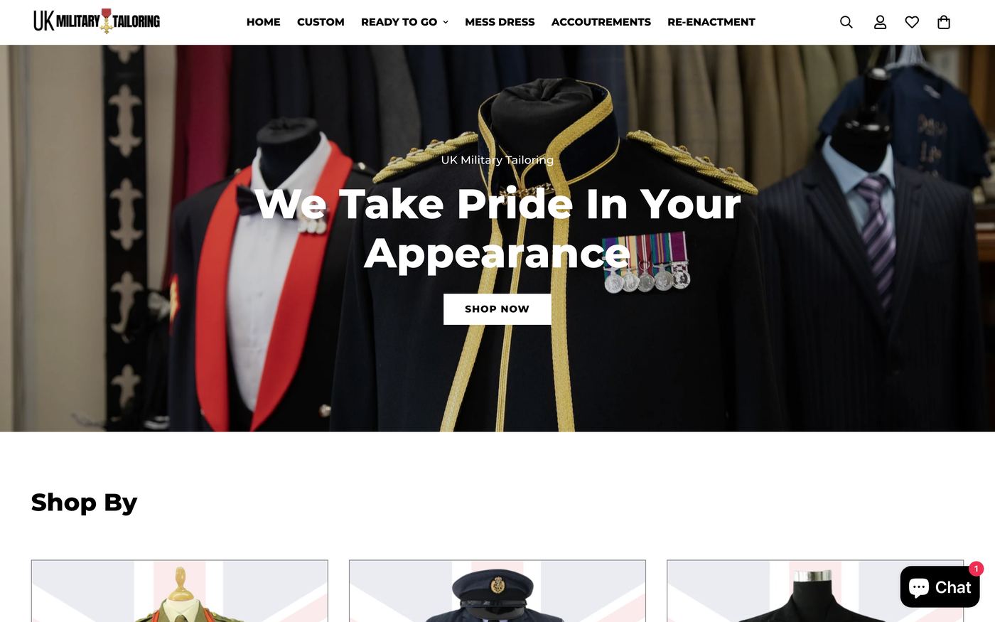 Jackets ukmilitarytailoring.com homepage screenshot