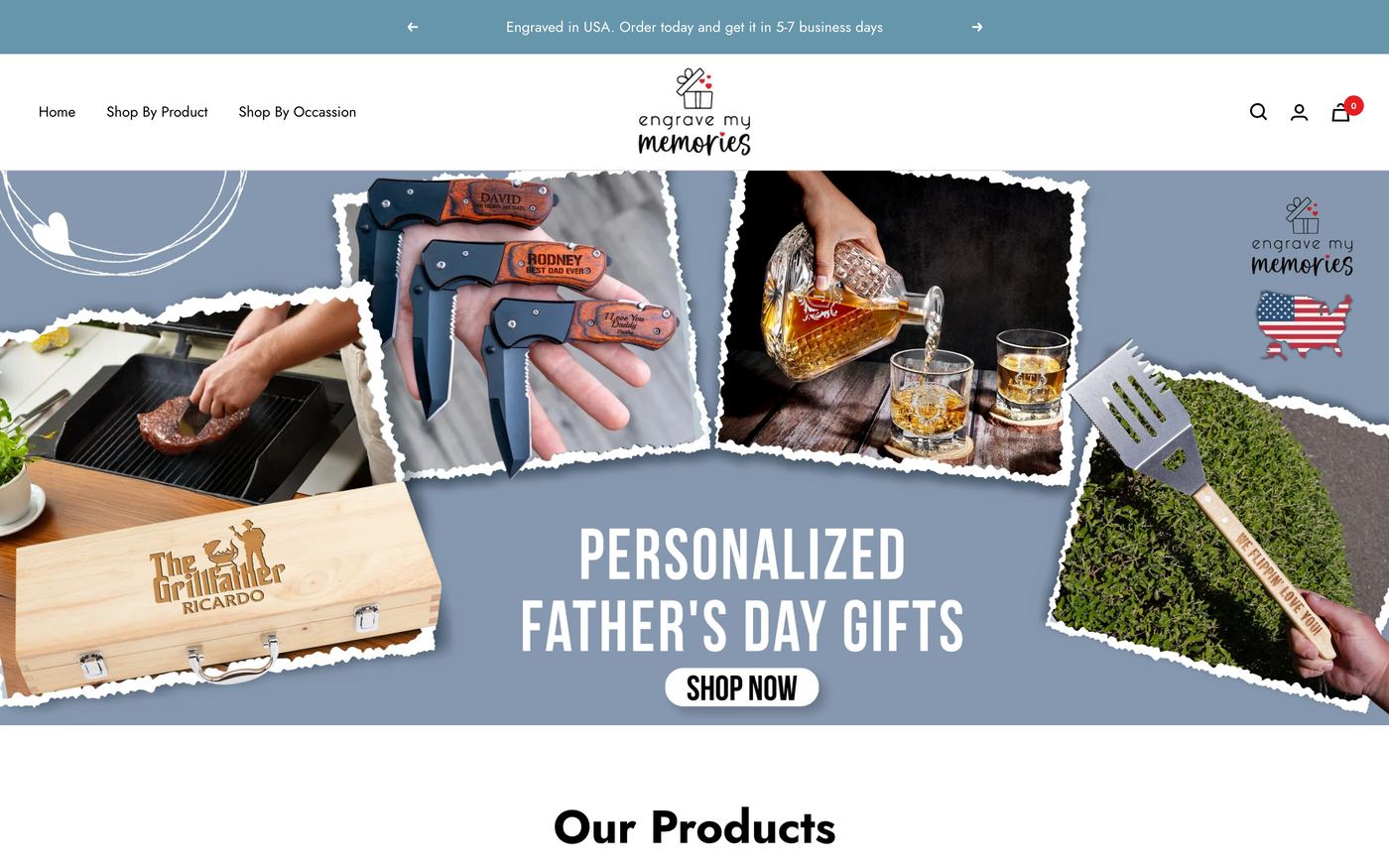Mugs engravemymemories.com homepage screenshot