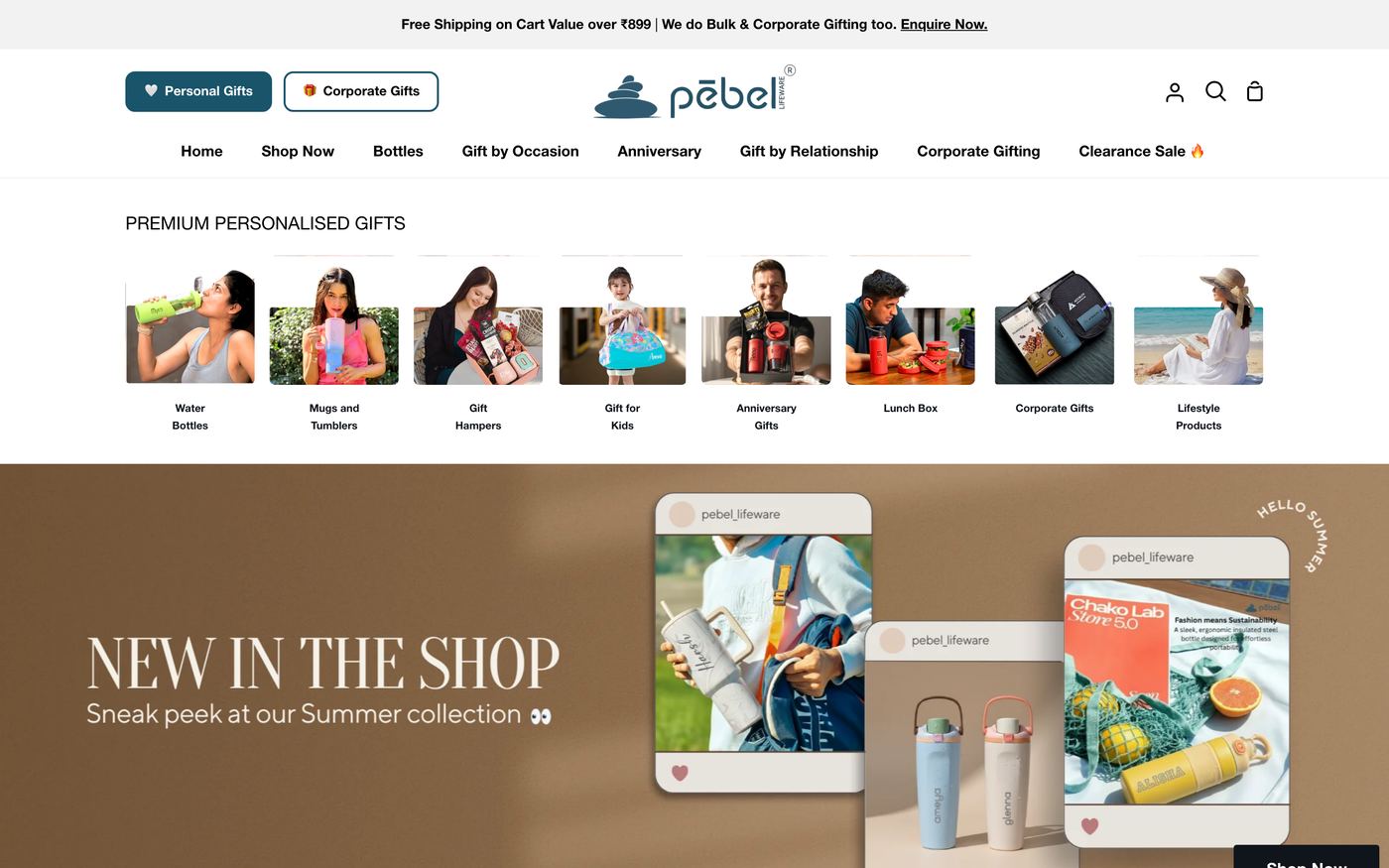 Mugs pebel.in homepage screenshot