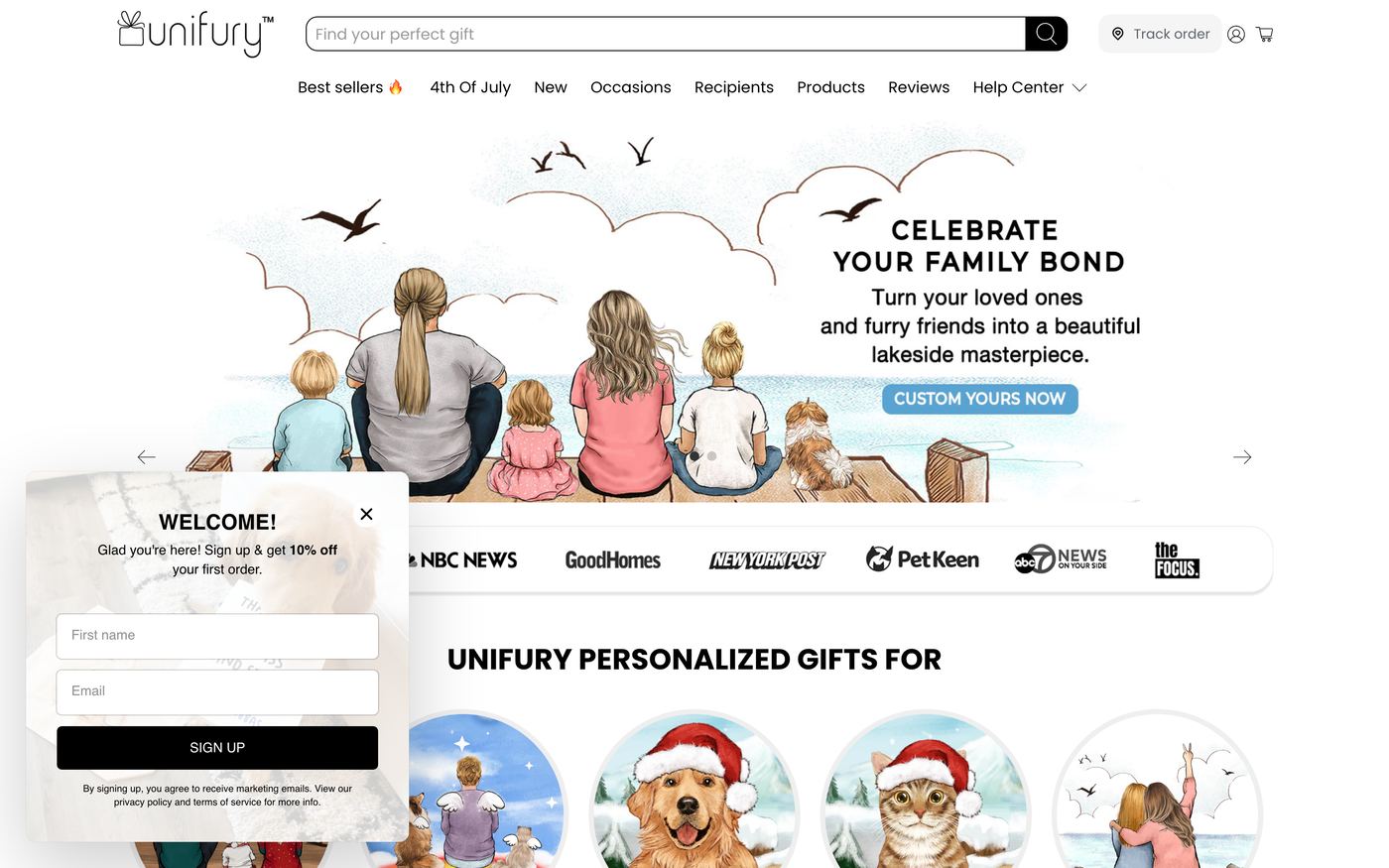 Mugs unifury.com homepage screenshot