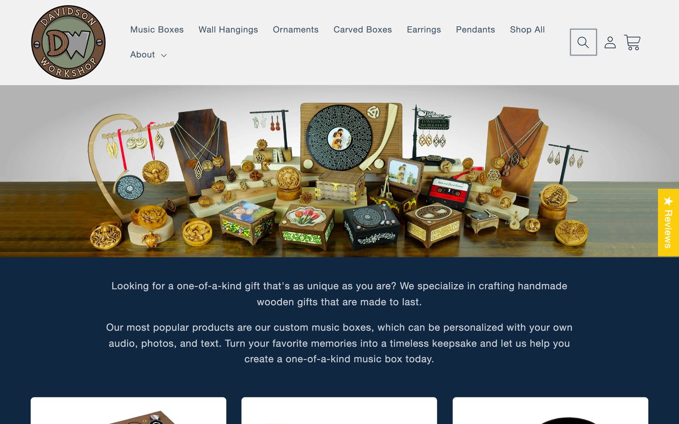 Music davidsonworkshop.com homepage screenshot