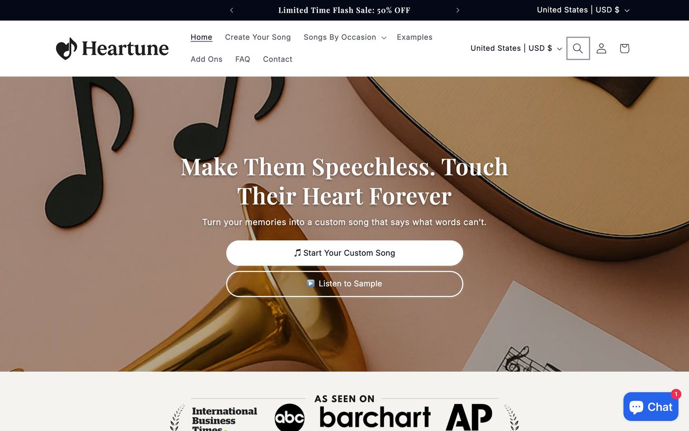 Music heartune.love homepage screenshot