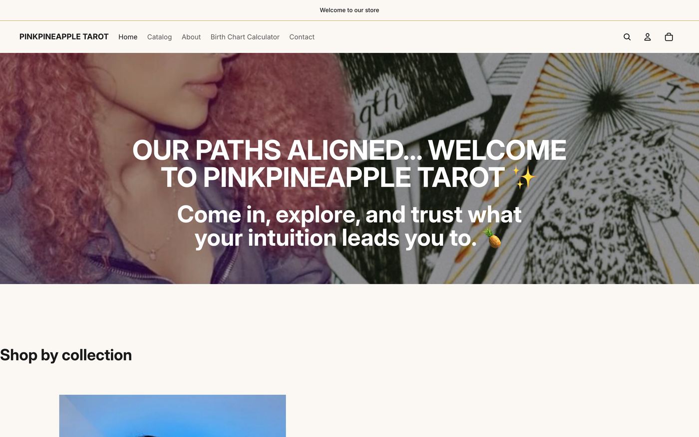 Music pinkpineapple-tarot.myshopify.com homepage screenshot