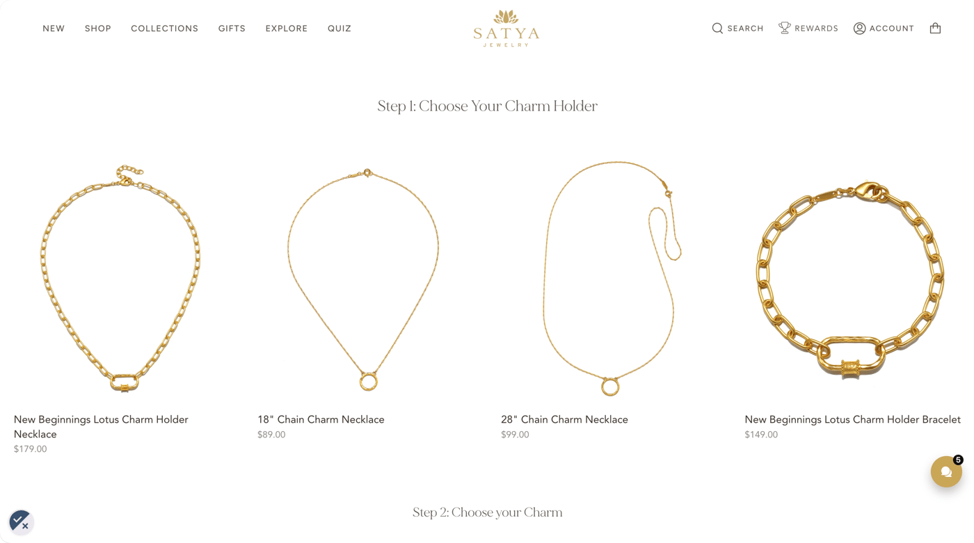 15. Satya Jewelry — Spiritual customization with a quiz - Custom necklace product page on Shopify