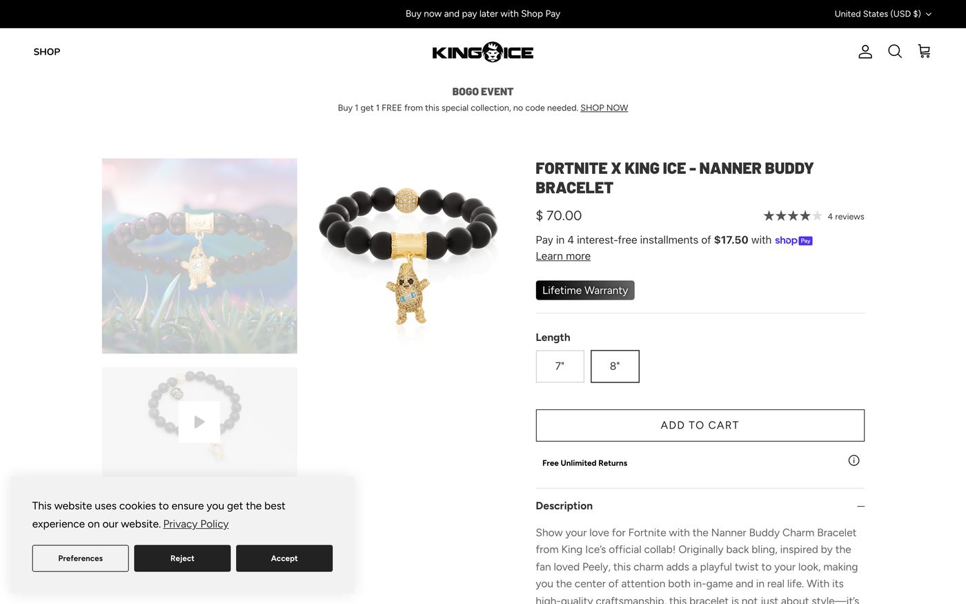 King Ice homepage featuring custom hip-hop jewelry