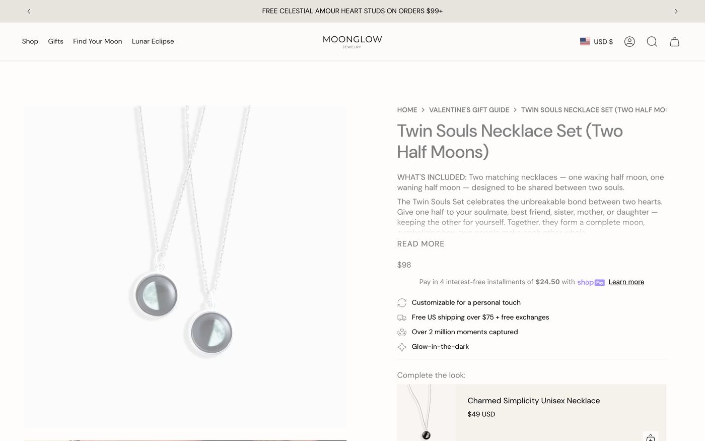 Moonglow product page
