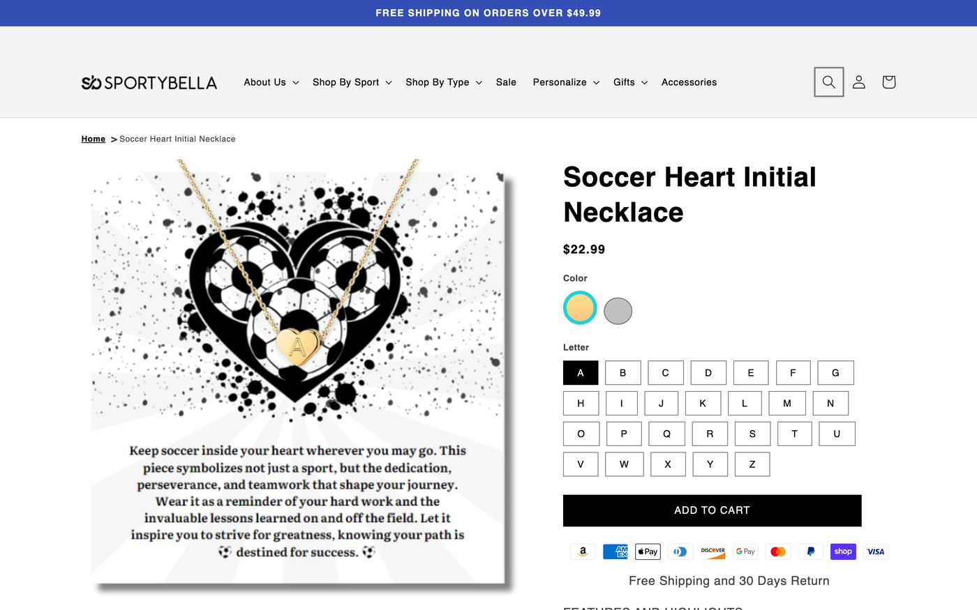 Sporty Bella product page