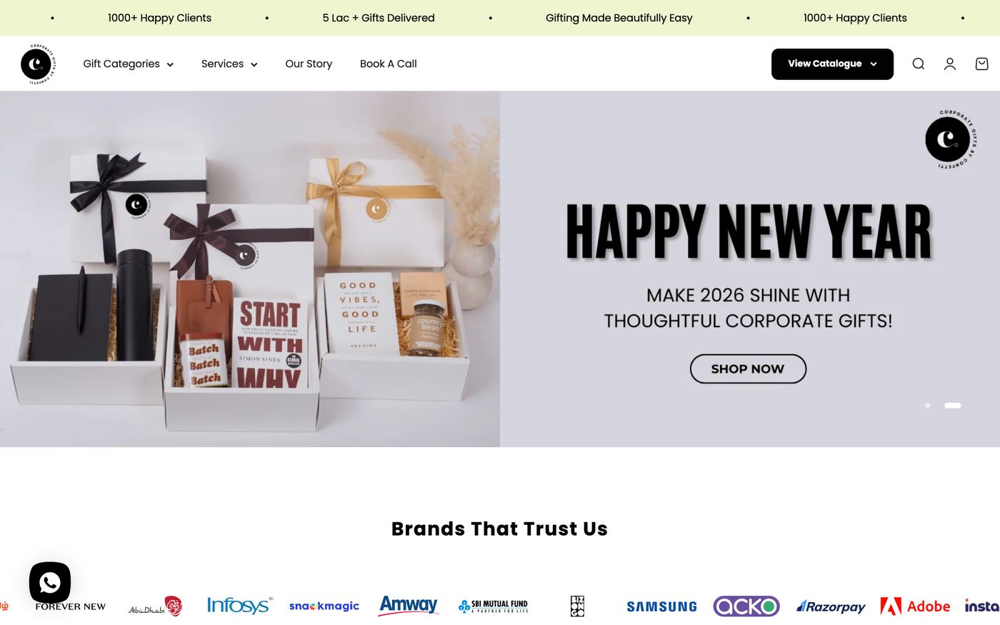 Pens corporategiftsbyconfetti.in homepage screenshot
