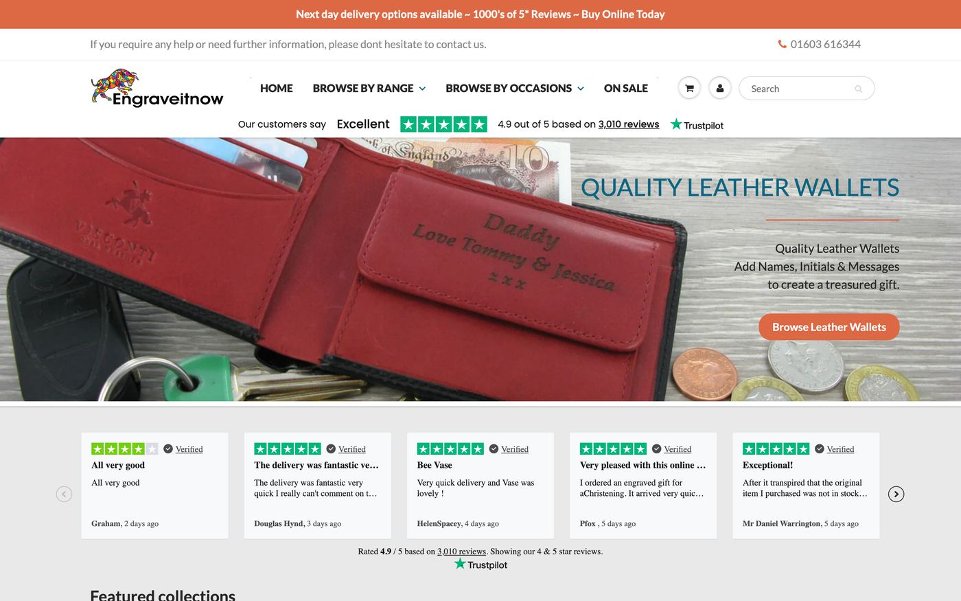 Pens engraveitnow.co.uk homepage screenshot