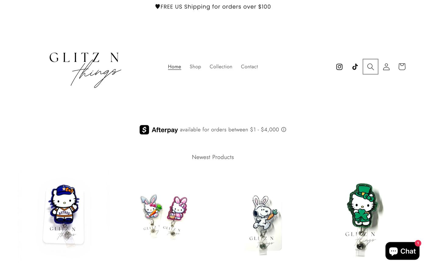 Pens glitznthings.com homepage screenshot