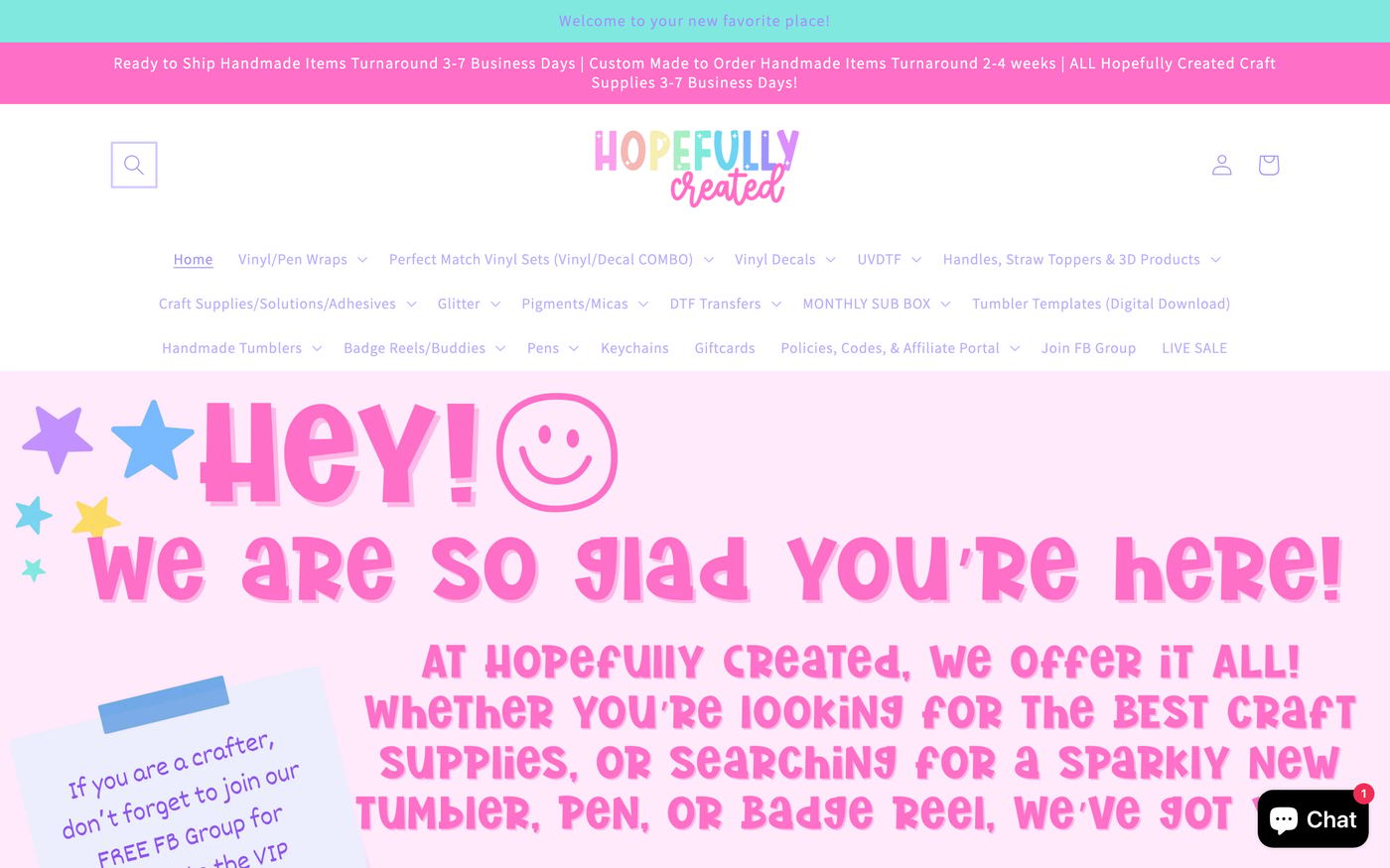Pens hopefullycreated.com homepage screenshot