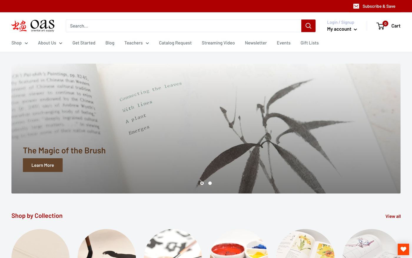 Pens orientalartsupply.com homepage screenshot