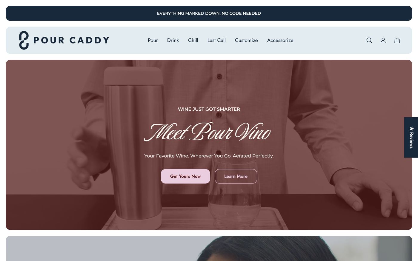 Pens pourcaddy.com homepage screenshot