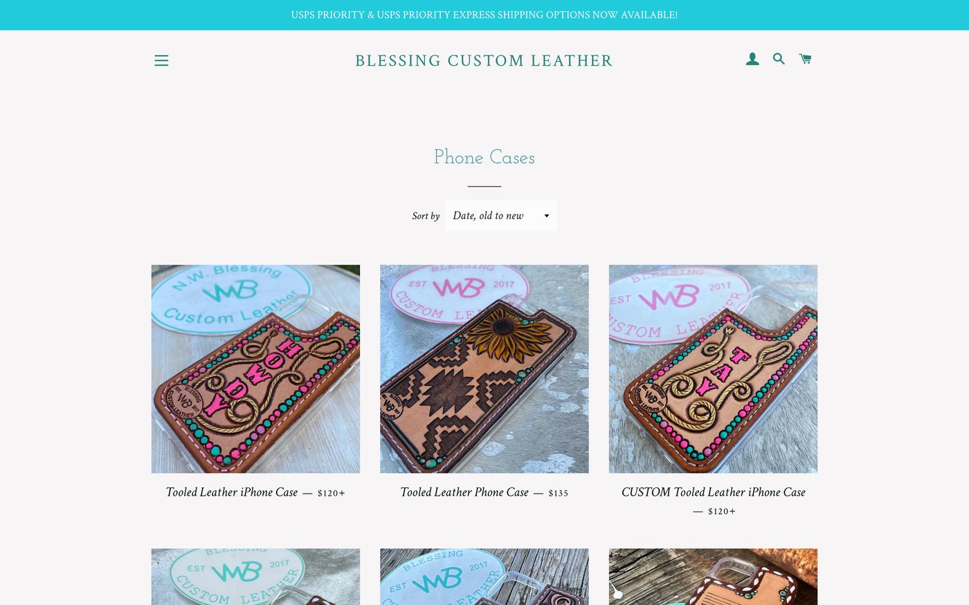 Phone Cases Blessingcustomleather Com_Product product page screenshot showing phone cases offerings