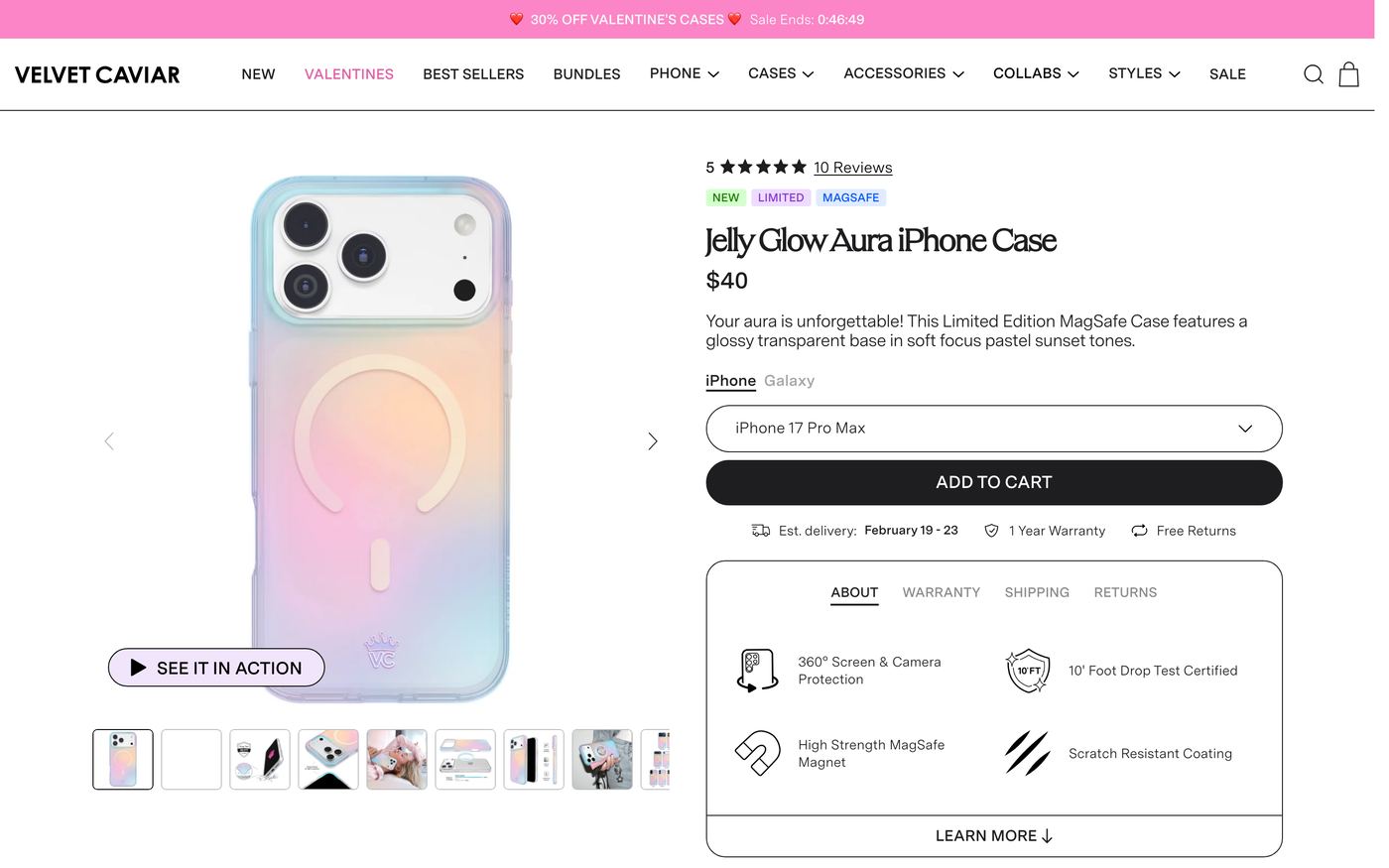 Phone Cases Velvetcaviar Com product page screenshot showing phone cases offerings
