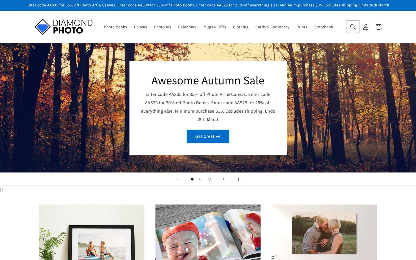 Photo Products diamondphoto.co.nz homepage screenshot