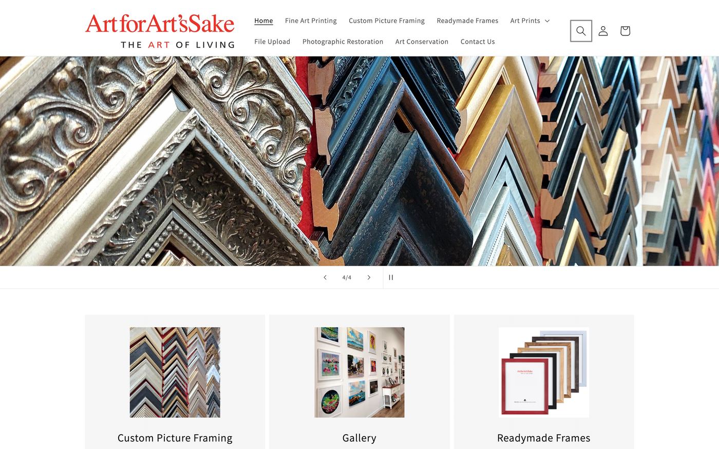Picture Frames afas.co.nz homepage screenshot