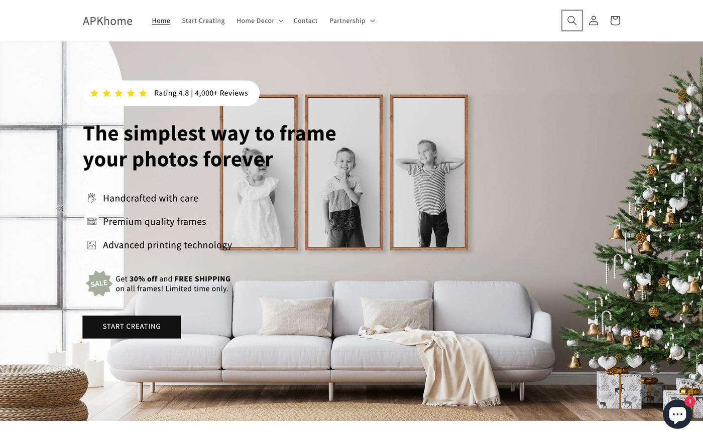 Picture Frames apkhomedecor.com homepage screenshot