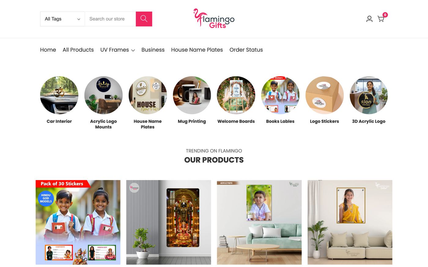 Picture Frames flamingogifts.in homepage screenshot