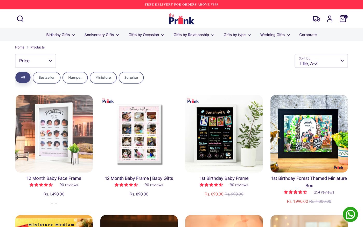 Picture Frames theprink.in homepage screenshot