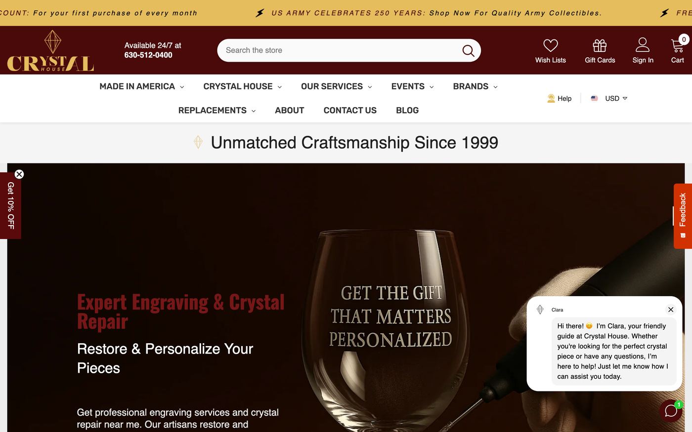 Plaques crystalhouse.us homepage screenshot