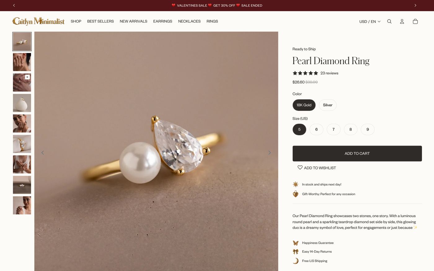 Rings Caitlynminimalist Com product page screenshot showing rings offerings