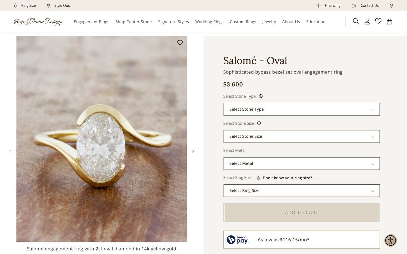 Rings Shop Kenanddanadesign Com customizer screenshot showing rings offerings