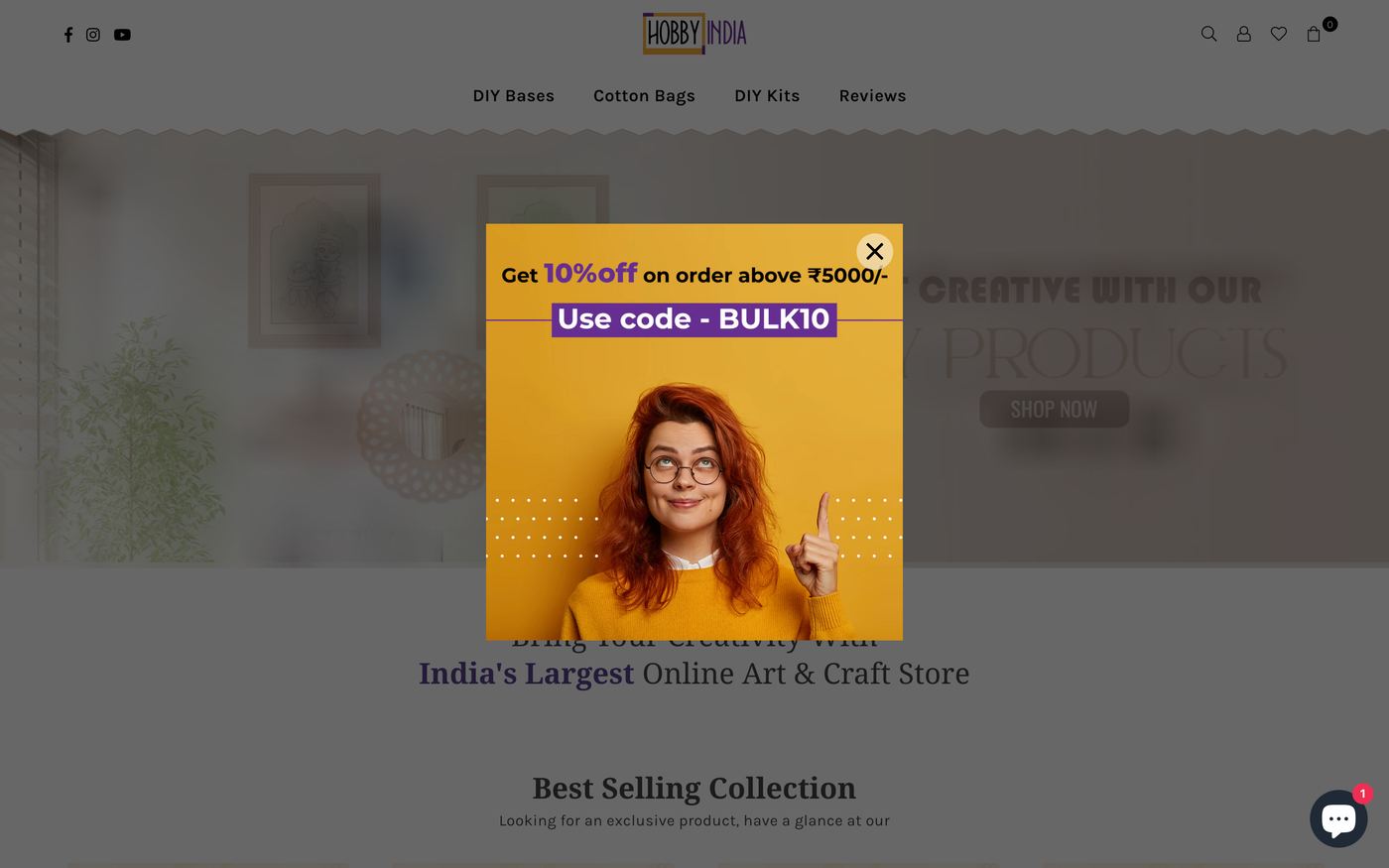 Signs hobbyindia.store homepage screenshot