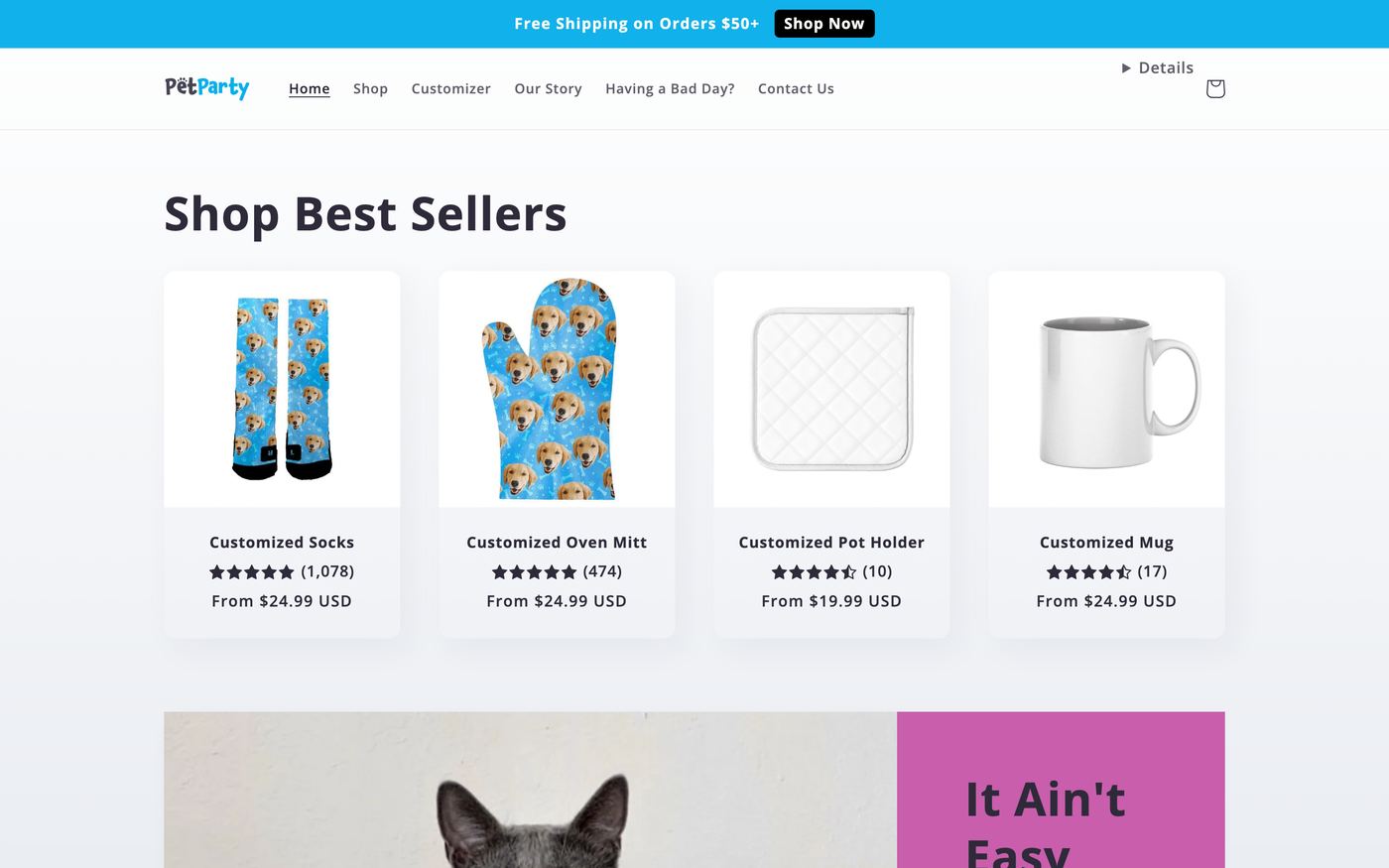 Socks Petparty.Co page screenshot showing socks offerings