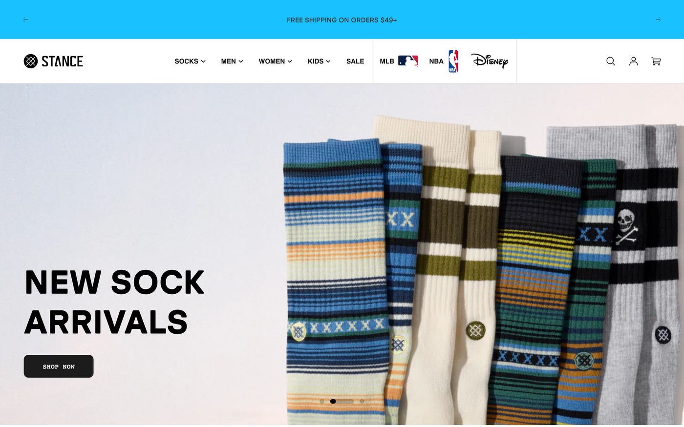 Socks Stance page screenshot showing socks offerings