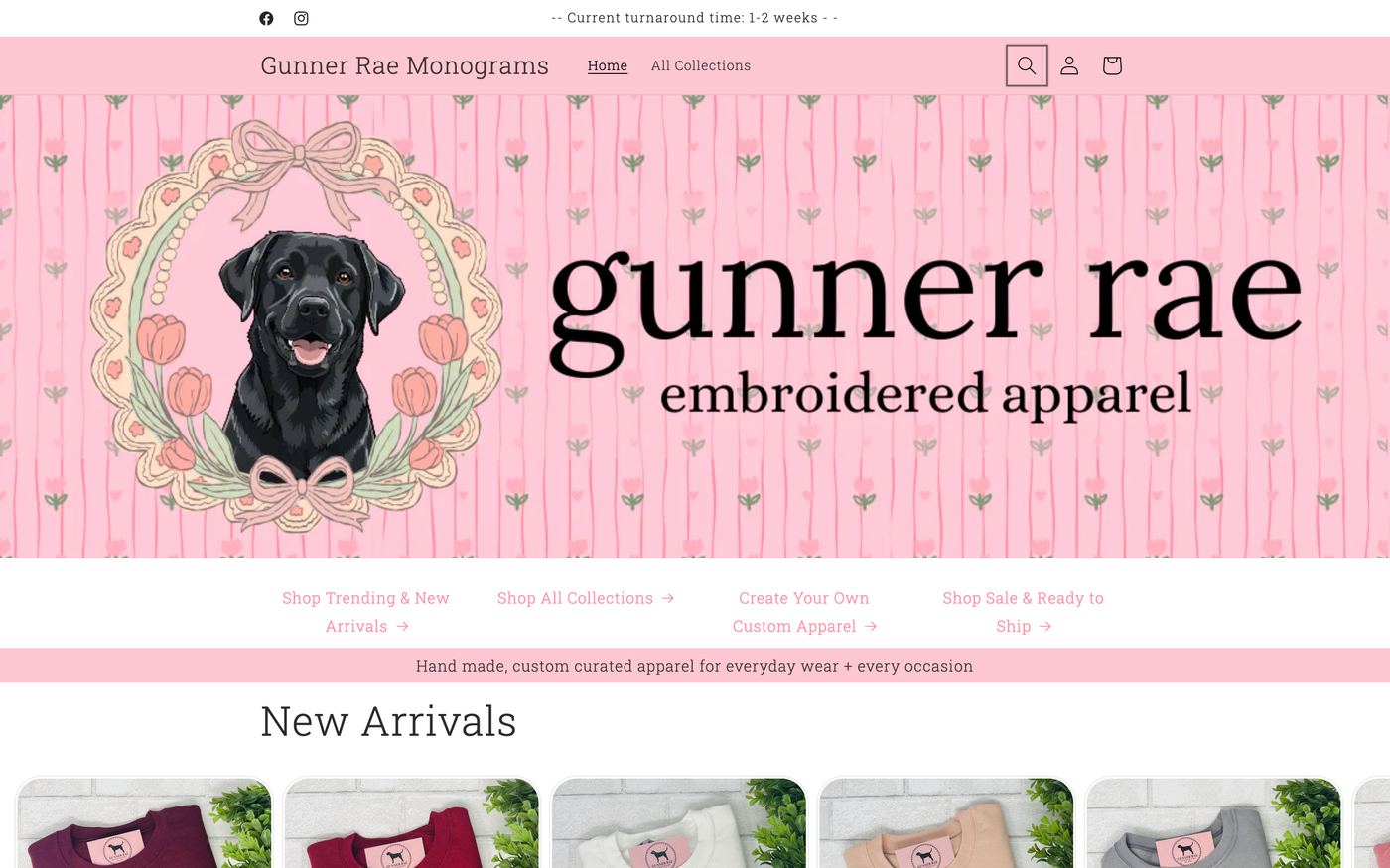 Sports gunnerraemonograms.myshopify.com homepage screenshot