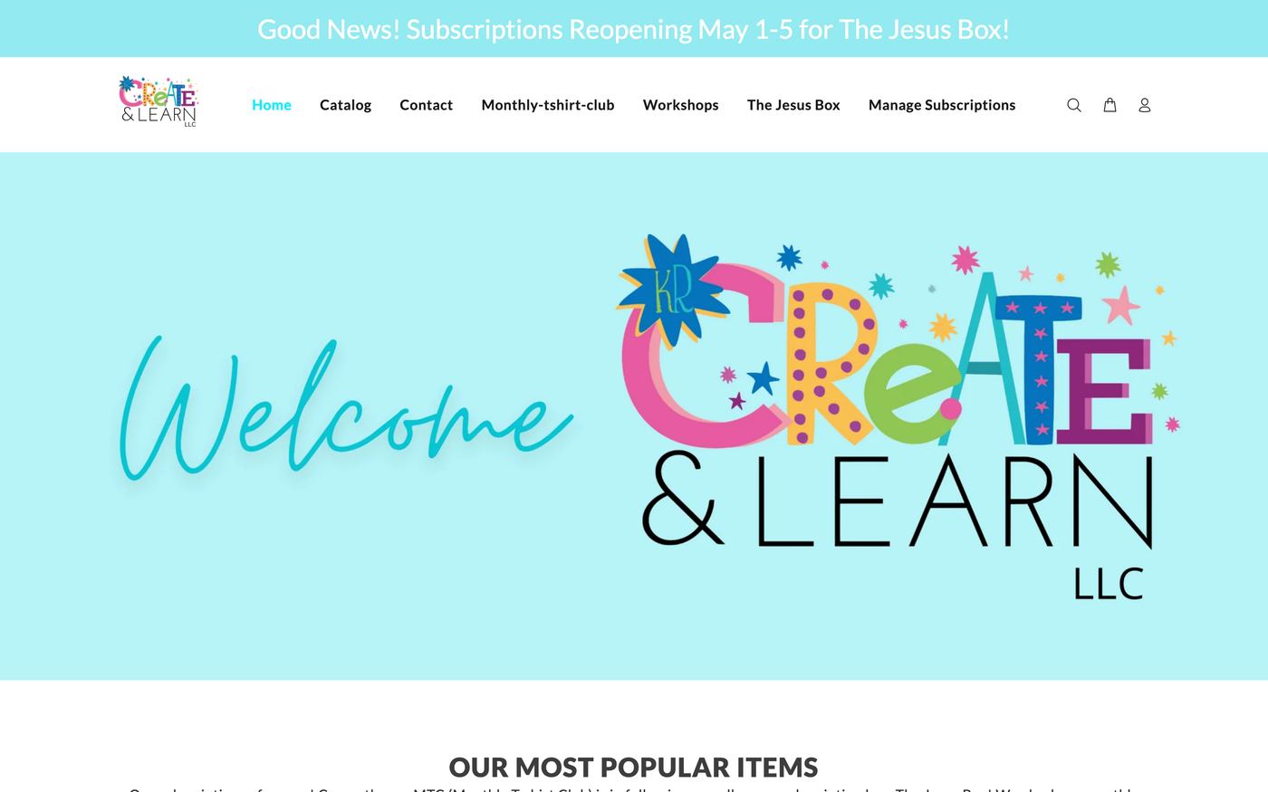 Sports krcreateandlearn.com homepage screenshot
