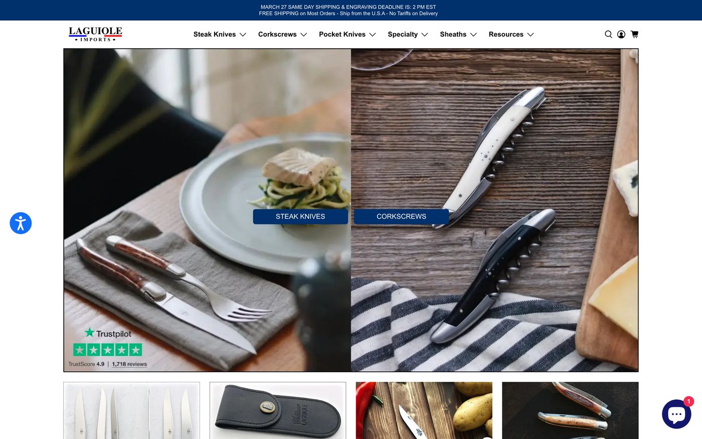 Tools laguiole-imports.com homepage screenshot